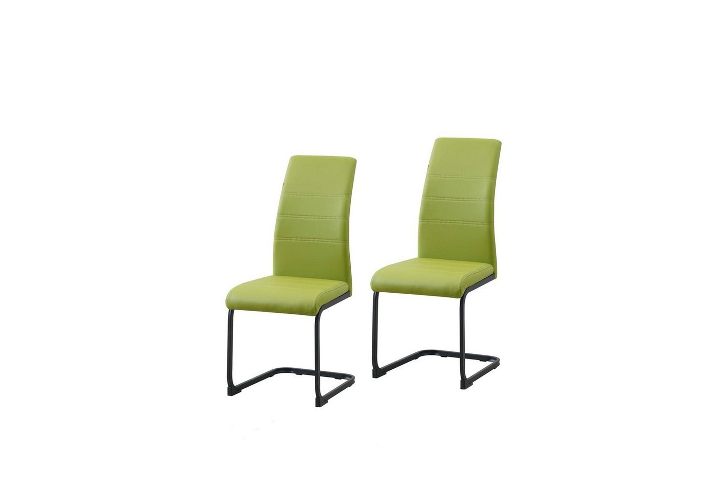 HTI-Line Freischwinger Schwingstuhl 2er Set PU grün SallyP (Set, 2 St), Freischwinger Esszimmerstuhl Kunstleder von HTI-Line