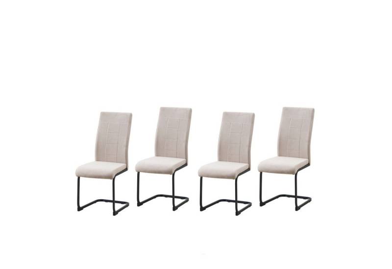 HTI-Line Freischwinger Schwingstuhl 4er-Set Creme LennyP (Set, 4 St), Freischwinger Esszimmerstuhl Kufengestell aus Metall von HTI-Line