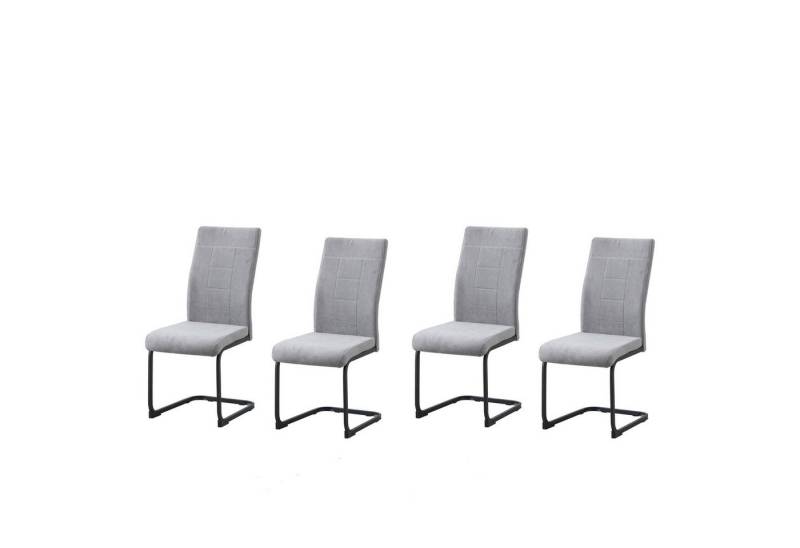 HTI-Line Freischwinger Schwingstuhl 4er-Set Grau LennyP (Set, 4 St), Freischwinger Esszimmerstuhl Kufengestell aus Metall von HTI-Line