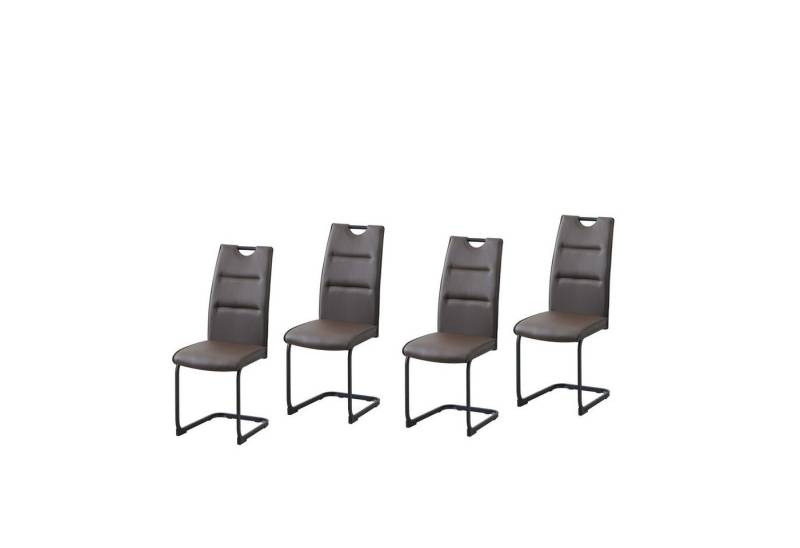 HTI-Line Freischwinger Schwingstuhl 4er Set PU braun DannyP (Set, 4 St), Freischwinger Esszimmerstuhl Kunstleder von HTI-Line