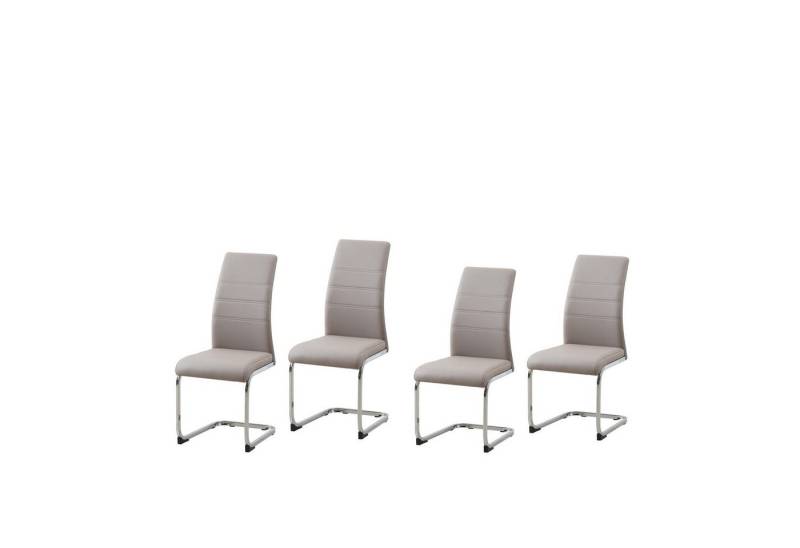 HTI-Line Freischwinger Schwingstuhl 4er Set PU cappuccino SallyC (Set, 4 St), Freischwinger Esszimmerstuhl Kunstleder von HTI-Line