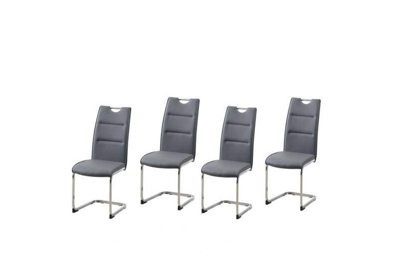 HTI-Line Freischwinger Schwingstuhl 4er Set PU grau DannyC (Set, 4 St), Freischwinger Esszimmerstuhl Kunstleder von HTI-Line