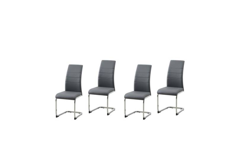 HTI-Line Freischwinger Schwingstuhl 4er Set PU grau SallyC (Set, 4 St), Freischwinger Esszimmerstuhl Kunstleder von HTI-Line