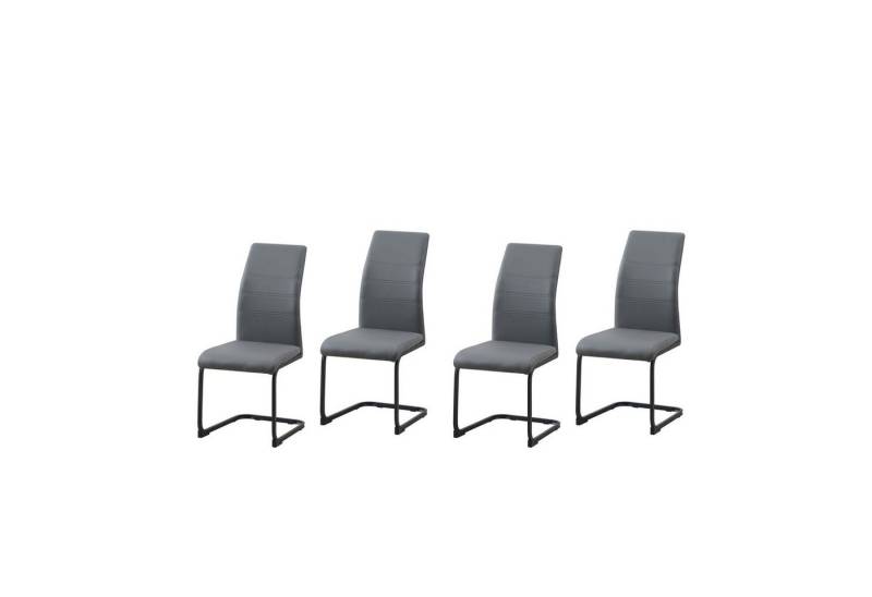 HTI-Line Freischwinger Schwingstuhl 4er Set PU grau SallyP (Set, 4 St), Freischwinger Esszimmerstuhl Kunstleder von HTI-Line