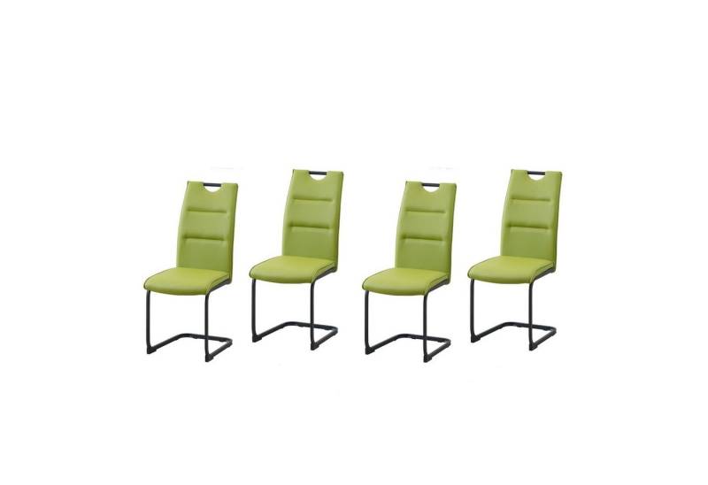 HTI-Line Freischwinger Schwingstuhl 4er Set PU grün DannyP (Set, 4 St), Freischwinger Esszimmerstuhl Kunstleder von HTI-Line
