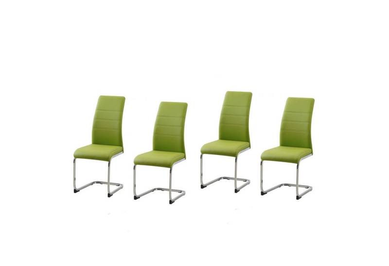 HTI-Line Freischwinger Schwingstuhl 4er Set PU grün SallyC (Set, 4 St), Freischwinger Esszimmerstuhl Kunstleder von HTI-Line