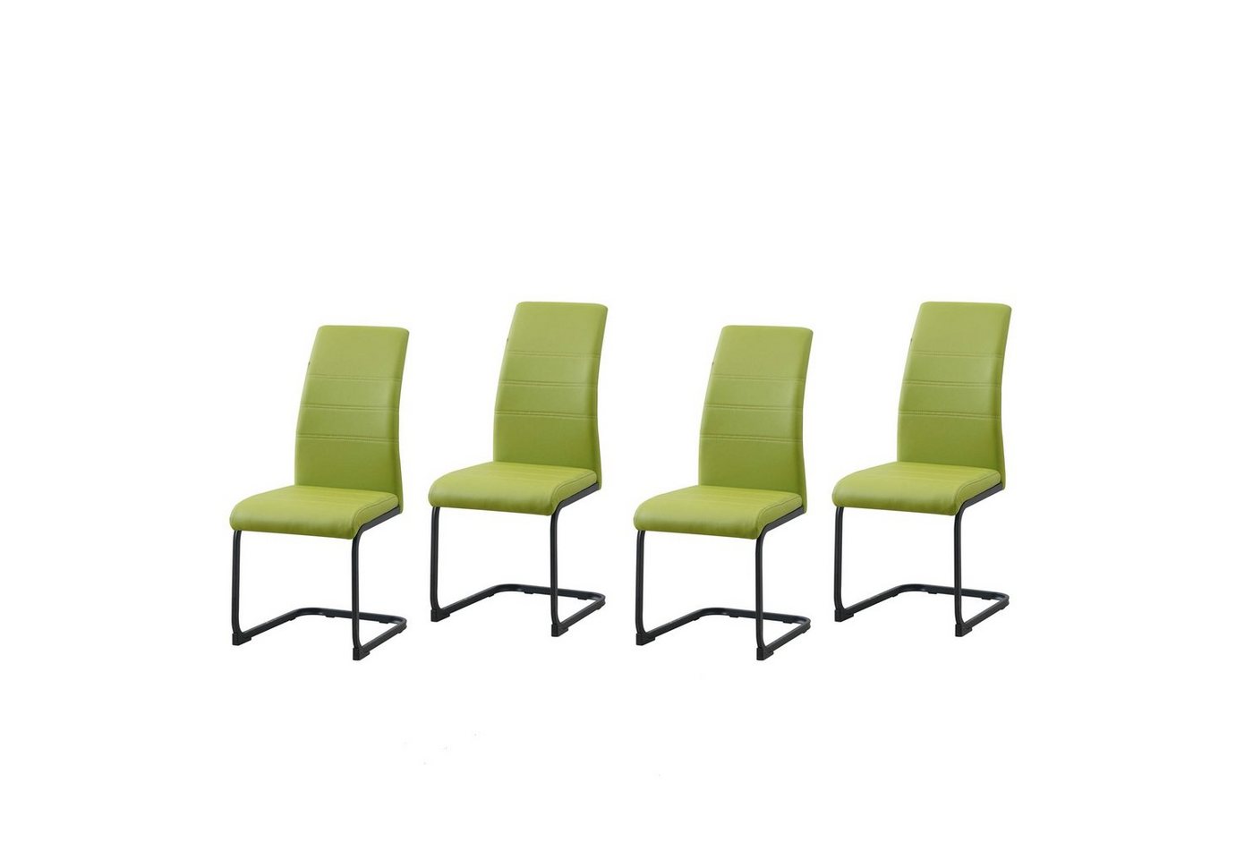 HTI-Line Freischwinger Schwingstuhl 4er Set PU grün SallyP (Set, 4 St), Freischwinger Esszimmerstuhl Kunstleder von HTI-Line