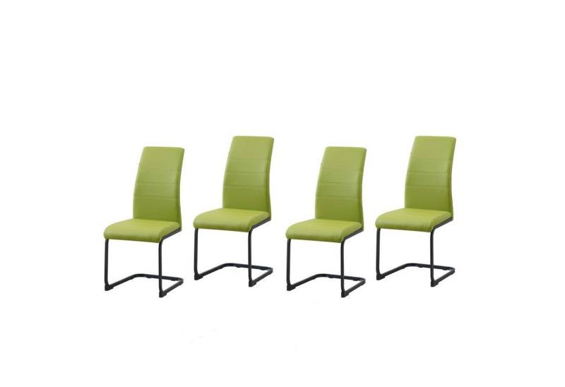 HTI-Line Freischwinger Schwingstuhl 4er Set PU grün SallyP (Set, 4 St), Freischwinger Esszimmerstuhl Kunstleder von HTI-Line