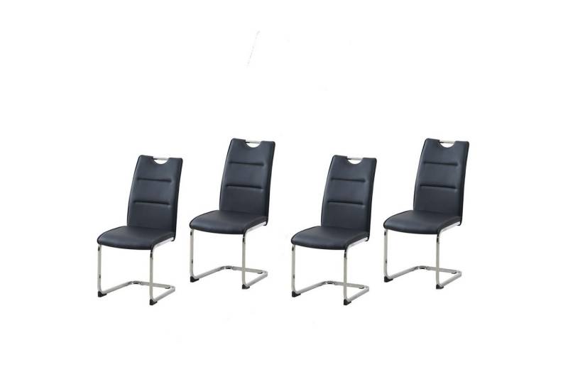 HTI-Line Freischwinger Schwingstuhl 4er Set PU schwarz DannyC (Set, 4 St), Freischwinger Esszimmerstuhl Kunstleder von HTI-Line
