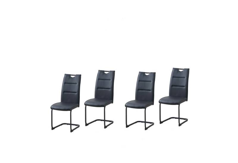 HTI-Line Freischwinger Schwingstuhl 4er Set PU schwarz DannyP (Set, 4 St), Freischwinger Esszimmerstuhl Kunstleder von HTI-Line
