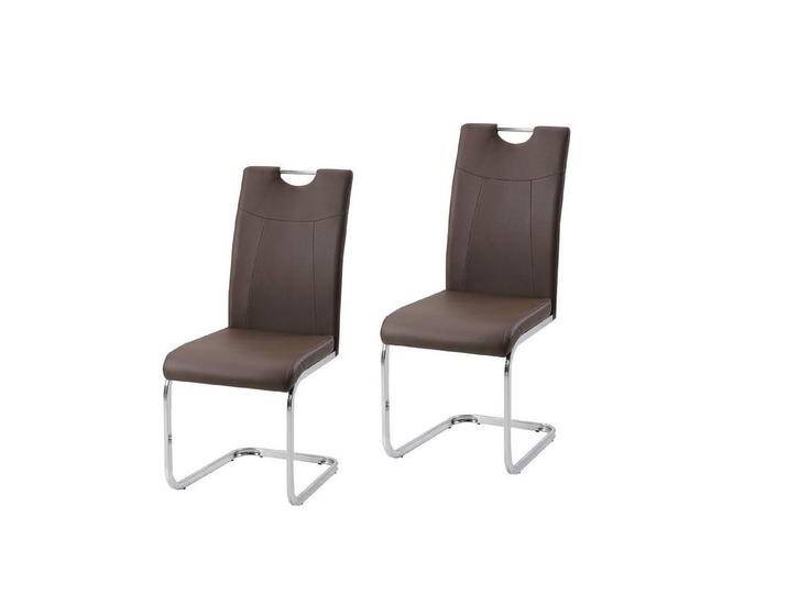 HTI-Line Freischwinger Schwingstuhl KellyC PU 2er (Set, 2 St), Freischwinger Esszimmerstuhl Kunstleder, braun, Braun von HTI-Line