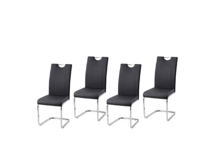 HTI-Line Freischwinger Schwingstuhl KellyC PU 4er (Set, 4 St), Freischwinger Esszimmerstuhl Kunstleder, schwarz, Schwarz von HTI-Line