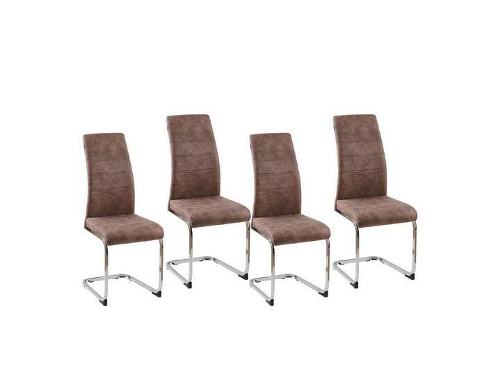 HTI-Line Freischwinger Schwingstuhl SallyC Braun 4er (Set, 4 St), Freischwinger Esszimmerstuhl, braun von HTI-Line