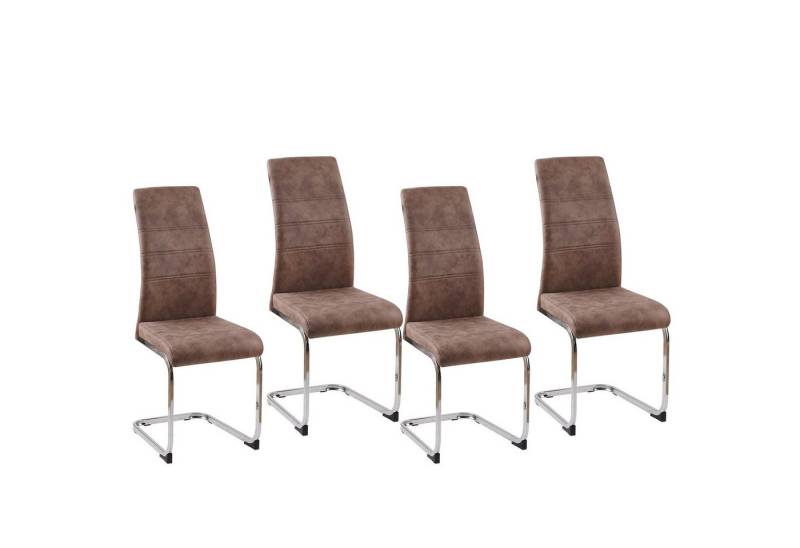 HTI-Line Freischwinger Schwingstuhl SallyC Braun 4er (Set, 4 St), Freischwinger Esszimmerstuhl von HTI-Line