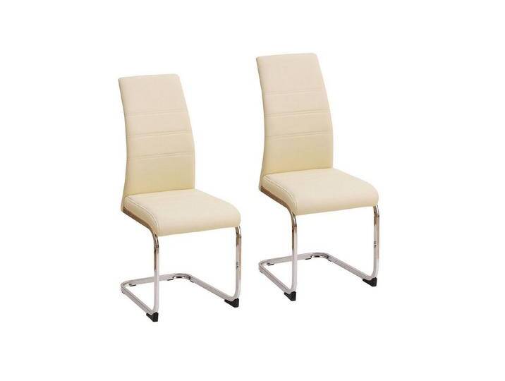 HTI-Line Freischwinger Schwingstuhl SallyC PU 2er (Set, 2 St), Freischwinger Esszimmerstuhl Kunstleder, beige weiß, Beige von HTI-Line