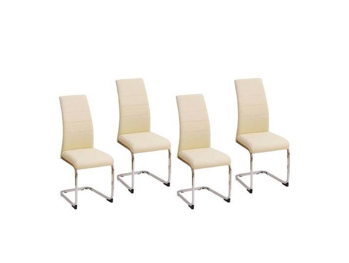 HTI-Line Freischwinger Schwingstuhl SallyC PU 4er (Set, 4 St), Freischwinger Esszimmerstuhl Kunstleder, beige weiß, Beige von HTI-Line