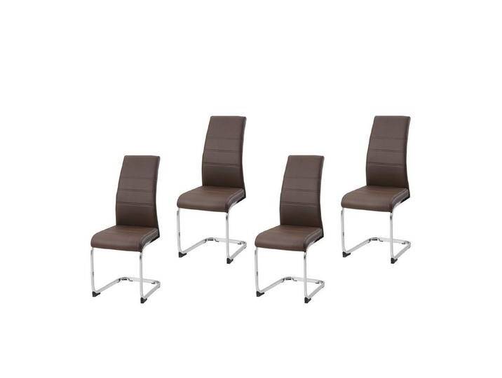 HTI-Line Freischwinger Schwingstuhl SallyC PU 4er (Set, 4 St), Freischwinger Esszimmerstuhl Kunstleder, braun, Braun von HTI-Line