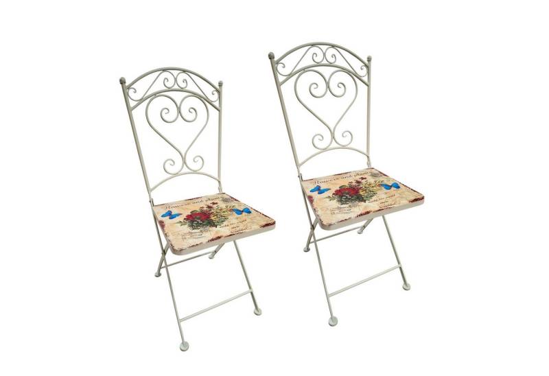 HTI-Line Gartenstuhl Metallstuhl 2er Set Flowers and Plants (Set, 2 St), Gartentstuhl nostalgisch mit Motiv von HTI-Line