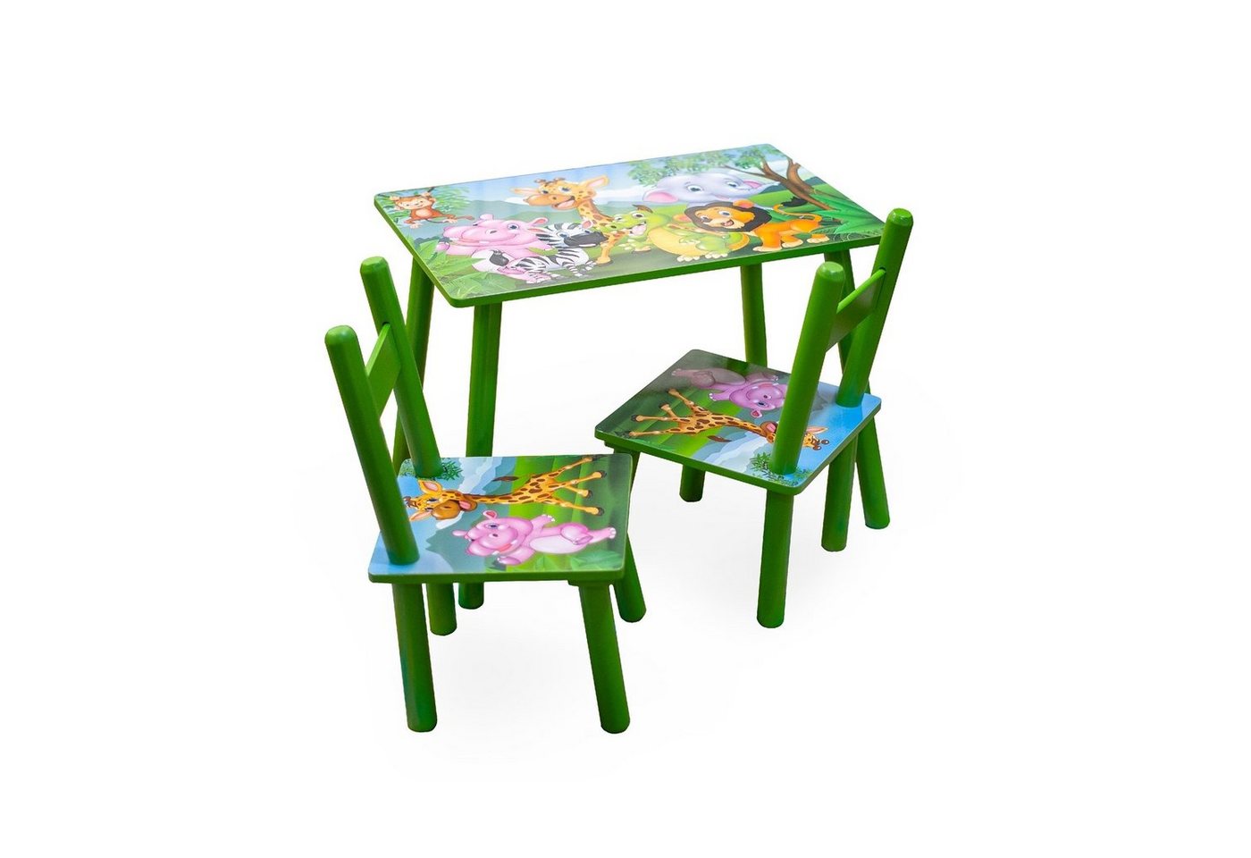 HTI-Line Kindersitzgruppe Kindertischgruppe Dschungel, (Set, 3-tlg., 1 Tisch, 2 Stühle), Kindertisch Kinderstuhl Kindermöbel von HTI-Line