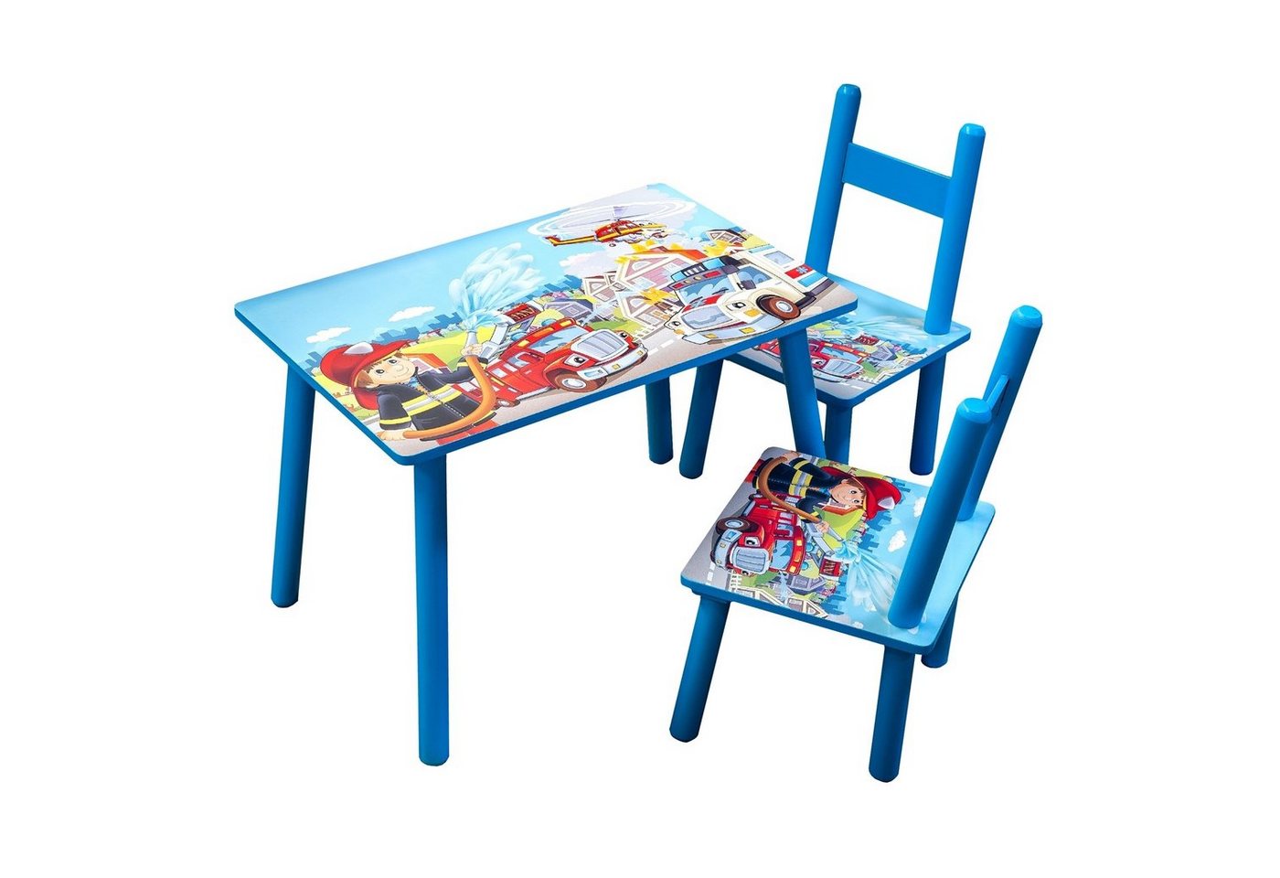 HTI-Line Kindersitzgruppe Kindertischgruppe Feuerwehr, (Set, 3-tlg., 1 Tisch, 2 Stühle), Kindertisch Kinderstuhl Kindermöbel von HTI-Line