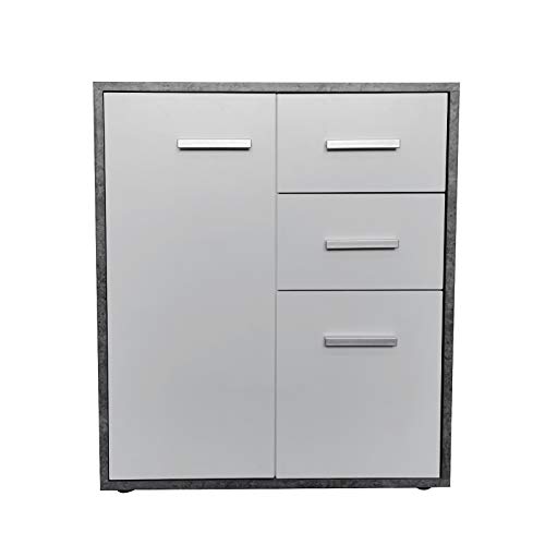 HTI-Line Kommode Nina mit Zwei Schubladen Anrichte Sideboard Schrank Beton Weiß von HTI-Line