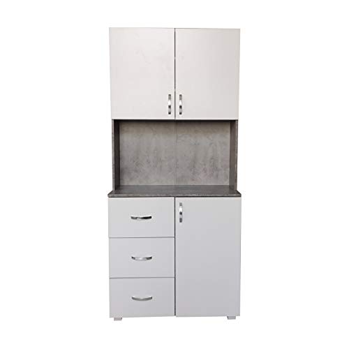 HTI-Line Küchenbuffet Blanca Küchenschrank Hochschrank Beton Weiß Küche und Esszimemr 80 x 180 x 40 cm (BxHxT) von HTI-Line