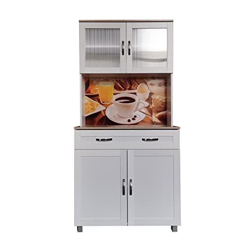 HTI-Line Küchenbuffet Blanca Küchenschrank Hochschrank Bistro Weiß 80 x 170 x 48 cm (BxHxT) für Esszimmer und Küche von HTI-Line