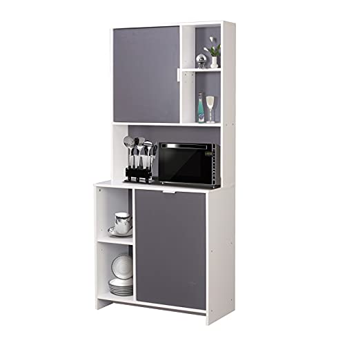 HTI-Line Küchenbuffet Malin Küchenschrank Mehrzweckschrank Mikrowellenschrank Hochschrank Küchenmöbel Anrichte Weiß Grau HTI-Line Küchenbuffet Malin Küchenschrank Mehrzweckschrank Mikrowellenschrank Hochschrank Küchenmöbel Anrichte Weiß Grau von HTI-Line