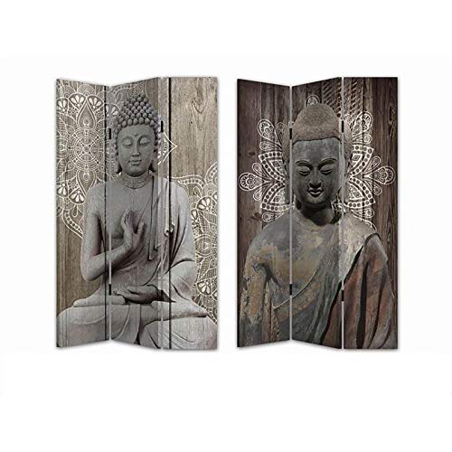 HTI-Line Paravent Buddha Raumteiler Sichtschutz Trennwand Buddha 3 von HTI-Line