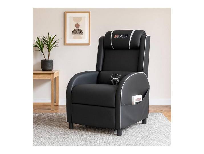 HTI-Line Relaxsessel Relaxsessel Gaming (1-St), moderner Fernsehsessel mit Liegefunktion Racingstyle, weiß, Weiß von HTI-Line