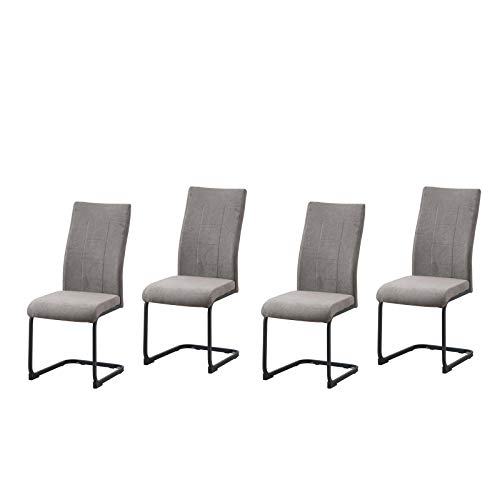 HTI-Line Schwingstuhl 4er-Set Braun LennyP Freischwinger Esszimmerstuhl Kufengestell aus Metall von HTI-Line