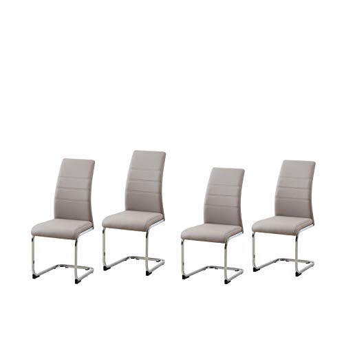HTI-Line Schwingstuhl 4er Set PU Cappuccino SallyC Freischwinger Esszimmerstuhl Kunstleder von HTI-Line