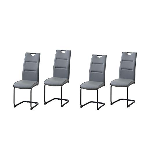HTI-Line Schwingstuhl 4er Set PU grau DannyP Freischwinger Esszimmerstuhl Kunstleder von HTI-Line