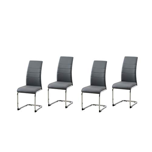 HTI-Line Schwingstuhl 4er Set PU grau SallyC Freischwinger Esszimmerstuhl Kunstleder HTI-Line Schwingstuhl 4er Set PU grau SallyC Freischwinger Esszimmerstuhl Kunstleder von HTI-Line