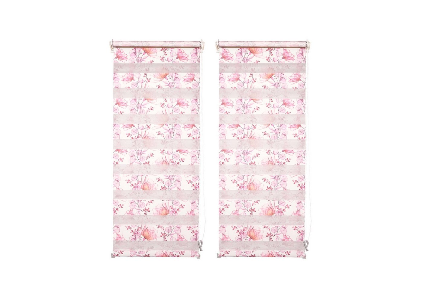 Doppelrollo Doppelrollo 60 x 150 Marisol Blumen 2er-Set, HTI-Living, halbtransparent, ohne Bohren, Klemmfix, Festmaß freihängend ohne Bohren Klemmfix von HTI-Living