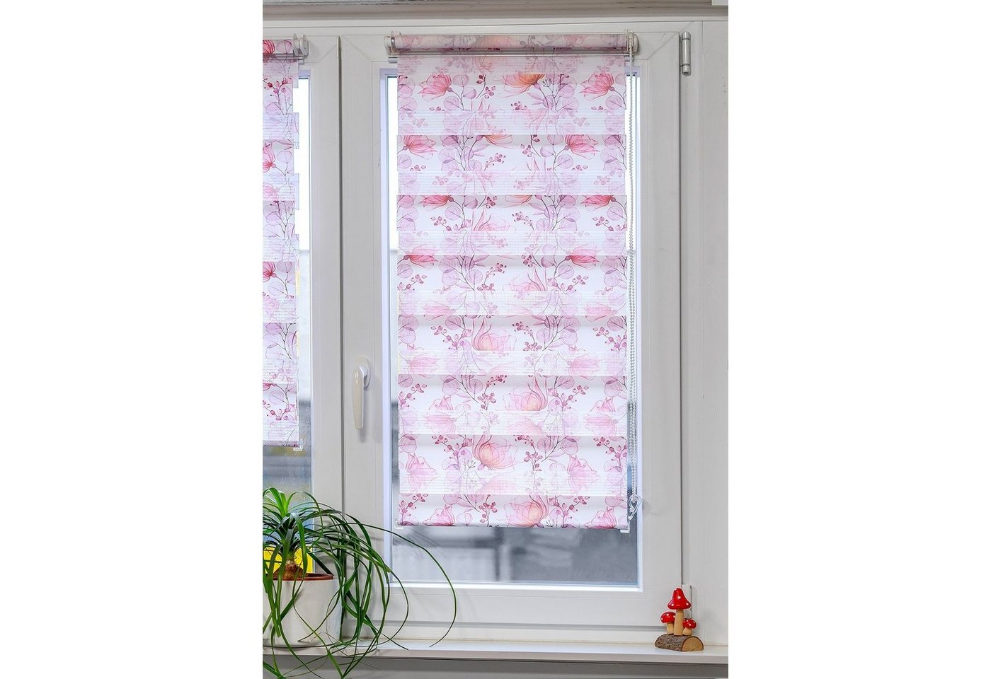 Doppelrollo Doppelrollo gemustert 100 x 210 Marisol, HTI-Living, halbtransparent, ohne Bohren, Klemmfix, Klemmfix, Festmaß freihängend ohne Bohren Klemmfix von HTI-Living