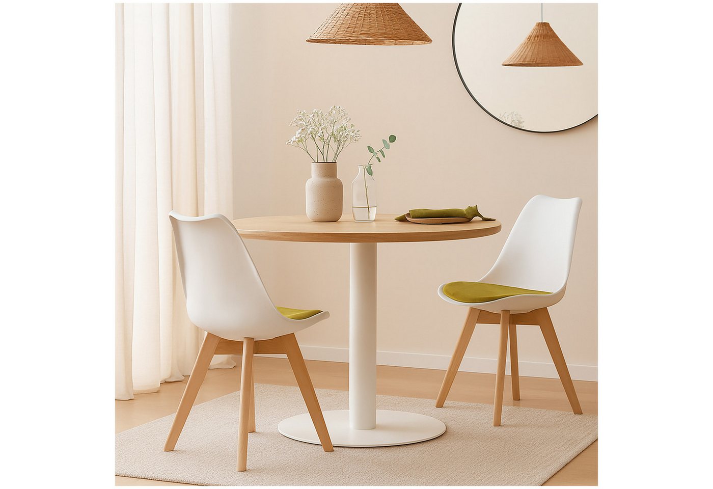 HTI-Living 4-Fußstuhl 2er Set Stühle Atlanta (Set, 2 St), Küchenstuhl Kunststoffschale mit Samtsitzkissen von HTI-Living