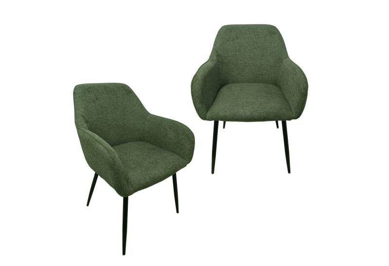 HTI-Living Armlehnstuhl Armlehnenstuhl Albany Waffelstruktur Grün (Set, 2 St), Esszimmerstuhl Polsterstuhl von HTI-Living