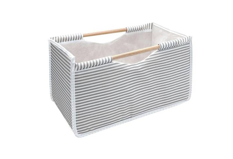 HTI-Living Aufbewahrungsbox Faltbox Textil Blau-Weiß mit Holzgriffen (1 St., 1 Faltbox), Faltbox Aufbewahrungskiste Stoffkiste von HTI-Living