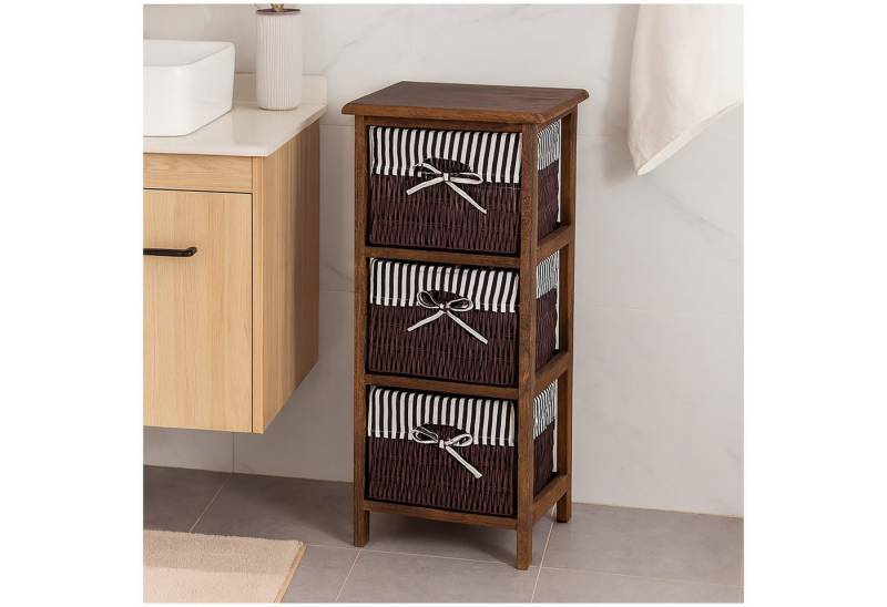 HTI-Living Badregal Praktisches Regal aus Paulowniaholz mit 3 Körben, Stück 1-tlg., Badregal Schubladenkommode von HTI-Living