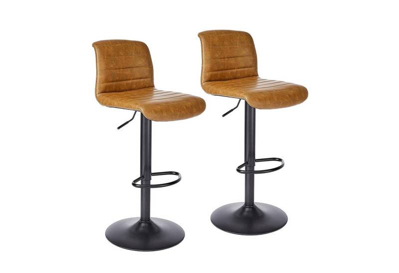 HTI-Living Barhocker Barhocker 2er Set Tayo Cognac (Set, 2 St., 2 Barhocker), Thekenstuhl 360° drehbar mit Fußstütze höhenverstellbar von HTI-Living