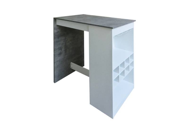 HTI-Living Bartisch Küchenbar Lisa Beton Weiß (Stück, 1-St., 1 Bartisch), Bartisch mit Regal von HTI-Living
