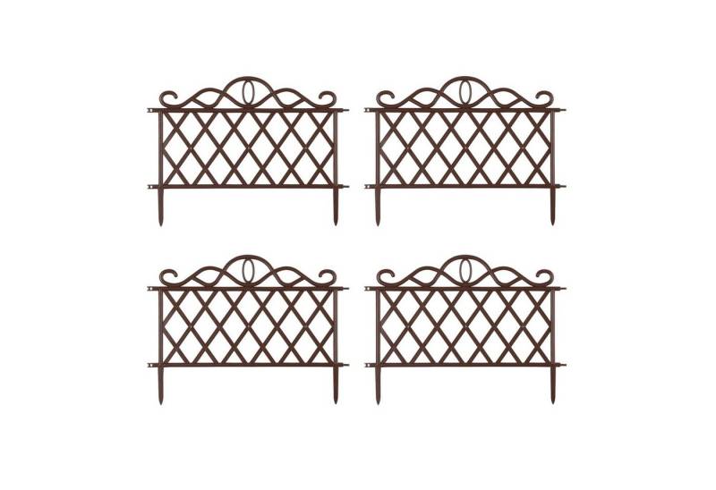 HTI-Living Beetbegrenzung Zierzaun Antik 4-teilig Nessa, 4 Zaunelemente, Beeteinfassung Beetbegrenzung von HTI-Living