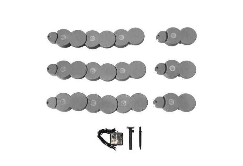 HTI-Living Beetumrandung Beeteinfassung Länge 760 cm grau, LxH: 22x4.5 cm, Set, 48 Module inkl. 4 Lichterketten, Beetbegrenzung Beetumrandung Rasenkante von HTI-Living