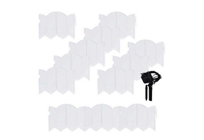 HTI-Living Beetumrandung Beetumrandung Nessa Solar Cloud 12-teilig Weiß, LxH: 21x17 cm, Set, Beetumrandung mit 12 Modulen inkl. Solarbeleuchtung, Beetbegrenzung Beeteinfassung Rasenkante von HTI-Living