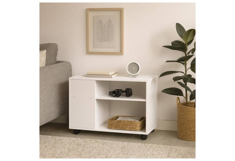 HTI-Living Beistelltisch Beistelltisch auf Rollen Thekla Weiß (Stück, 1-St., 1 Beistelltisch), Rollregal mit 2 Fächern von HTI-Living