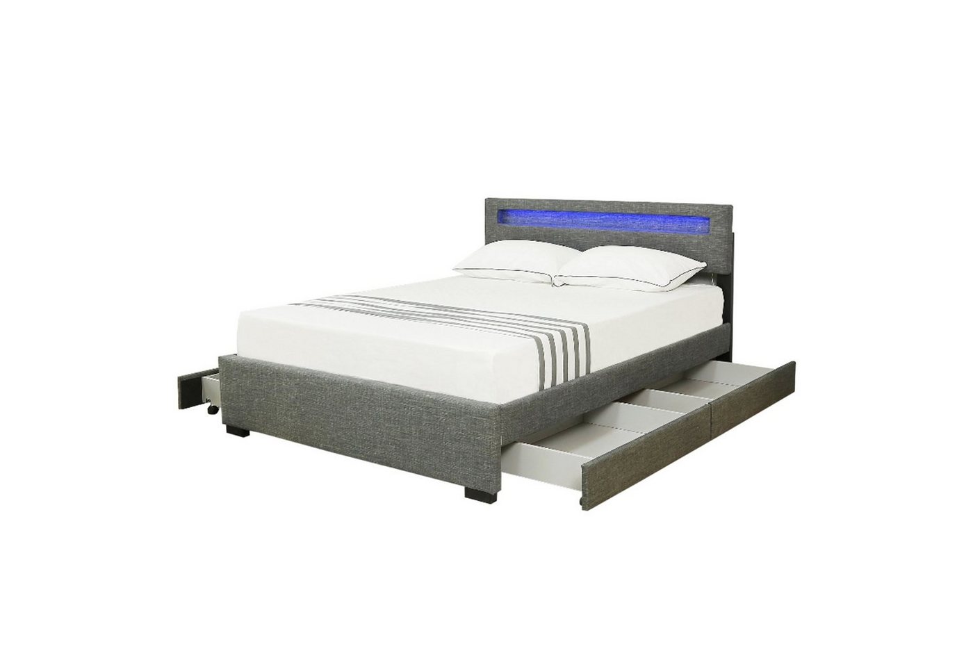 HTI-Living Bett »Bett 180 x 200 cm Jara«, Polsterbett mit Bezug aus Polyester, inkl. Lattenrost und 4 Schubkästen, Kopfteil mit Beleuchtung von HTI-Living