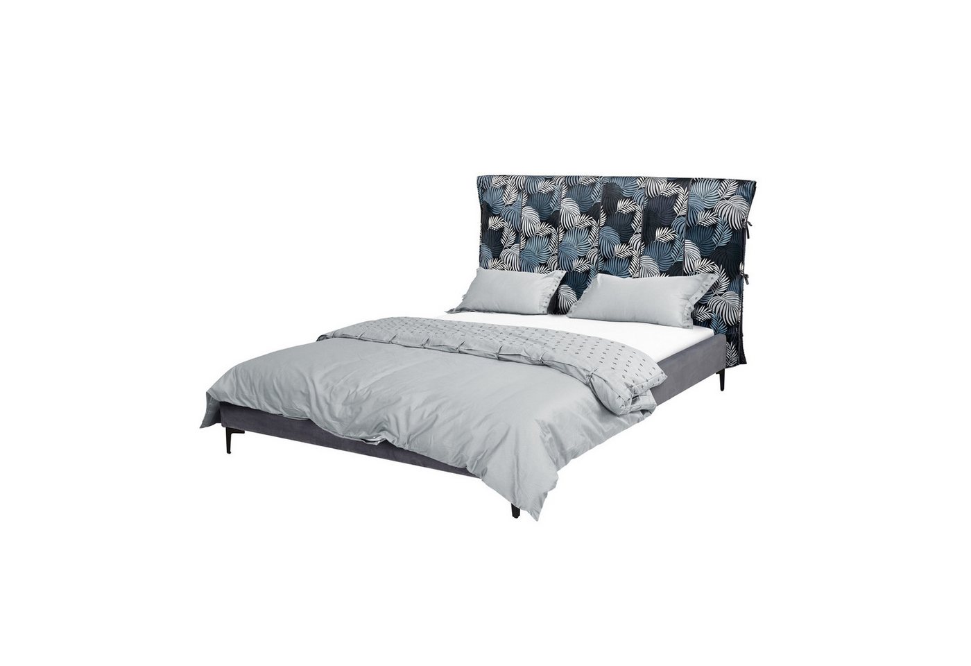 HTI-Living Bettgestell Doppelbett 140 x 200 cm Roxbury Leaf Grau (Stück, 1-tlg., 1x Bett Roxbury inkl. Lattenrost, ohne Matratze), hohes und gemustertes Kopfteil von HTI-Living