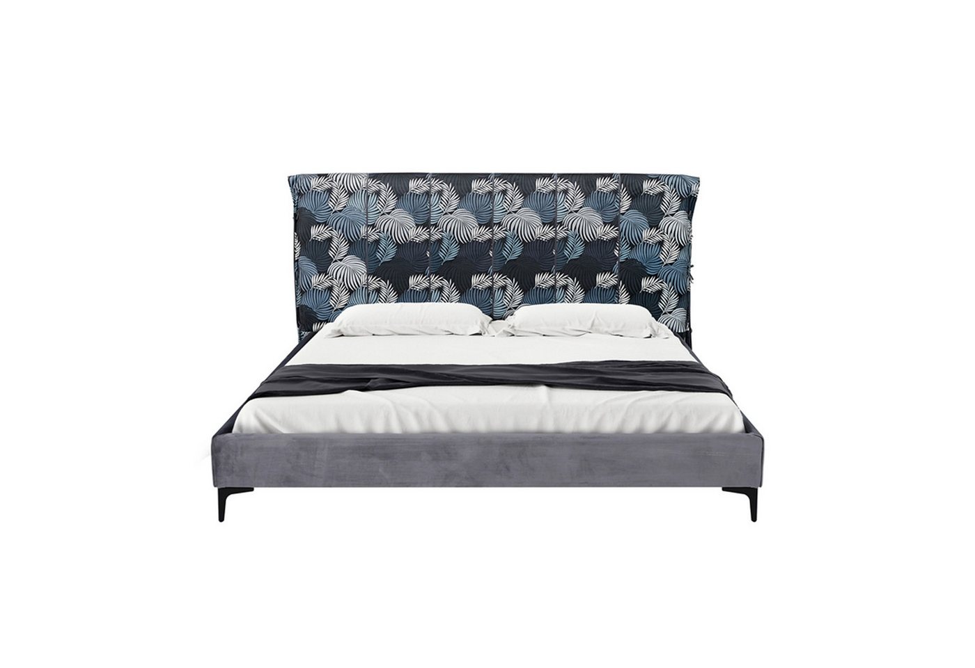 HTI-Living Bettgestell Doppelbett 180 x 200 cm Roxbury Leaf Grau (Stück, 1-tlg., 1x Bett Roxbury inkl. Lattenrost, ohne Matratze), mit hohem Kopfteil von HTI-Living