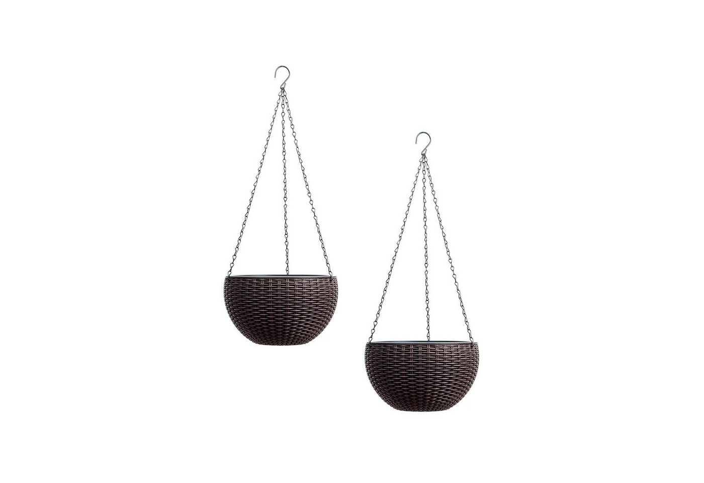 HTI-Living Blumenampel Blumenampel 2er Set Rattanoptik Braun (Set, 2 St., 2 Blumenampeln), Blumentopf hängend Kunststoff von HTI-Living